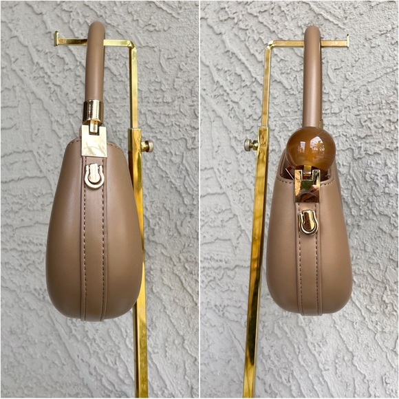 MELLIE BIANCO Tan Beige Faux Leather Marbled Pearl Crossbody Jennie Bag Handbag - Picture 6 of 15